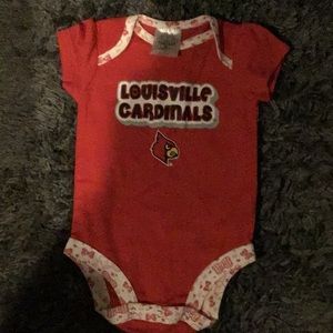3-6 month Louisville Cardinals onesie.